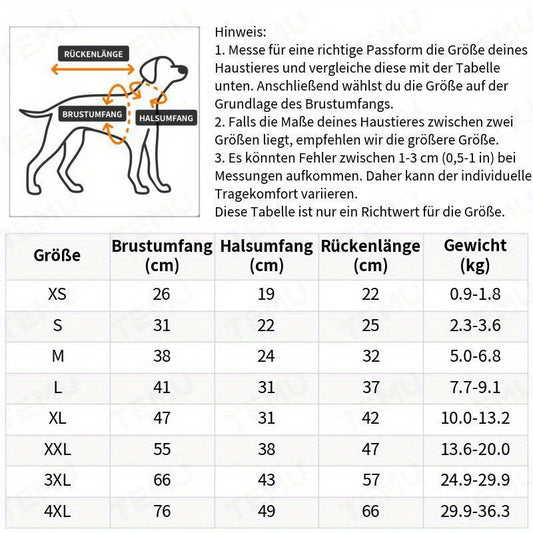 Hunderegenmantel verstellbar - Wasserdicht - XS bis 4XL