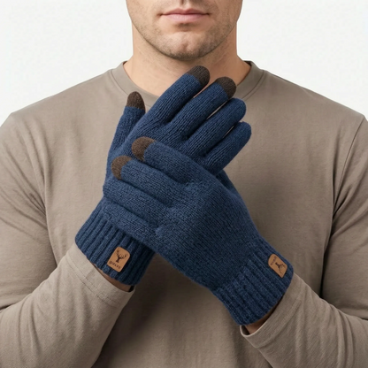Strickhandschuhe Herren mit Touchscreen-Fingerkuppen und Fleecefutter – Ansicht 6