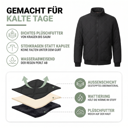Steppjacke Herren gefüttert - Stehkragen - Rautensteppung