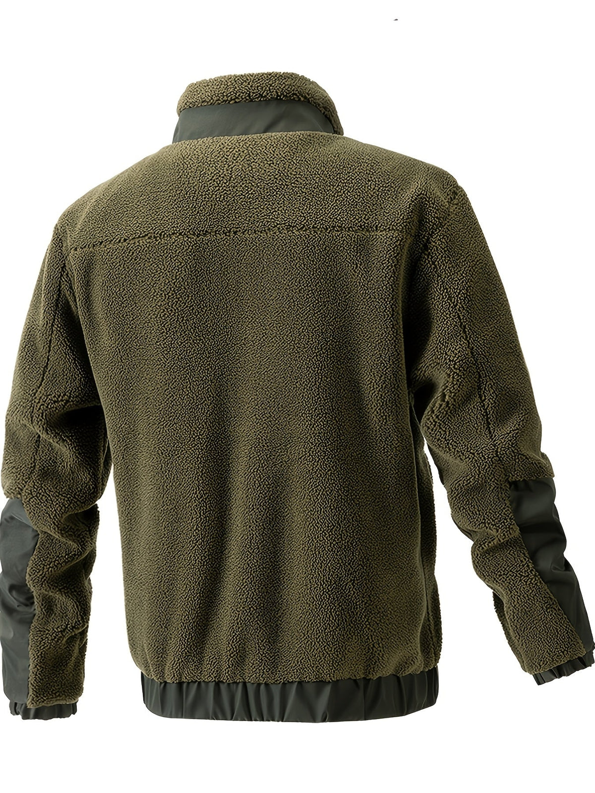 Olivgrüne Sherpajacke von hinten