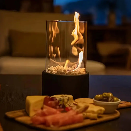 Bioethanol Tischkamin Rund - Glas-Tischfeuer für Innen & Außen