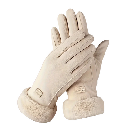 Touchscreen Handschuhe Damen - Plüschfutter - beige