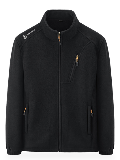 Schwarze Fleecejacke geschlossen von vorn