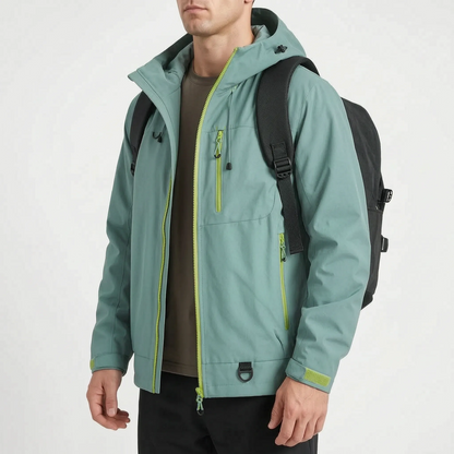 Wasserabweisende Outdoorjacke mit Kapuze und drei Reißverschlusstaschen – Ansicht 7