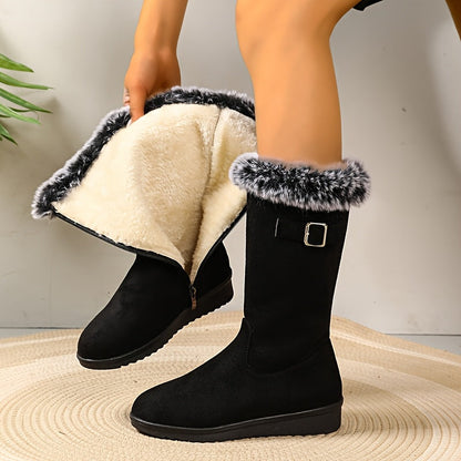 Winterstiefel Damen - wadenhoch - mit Fellkragen