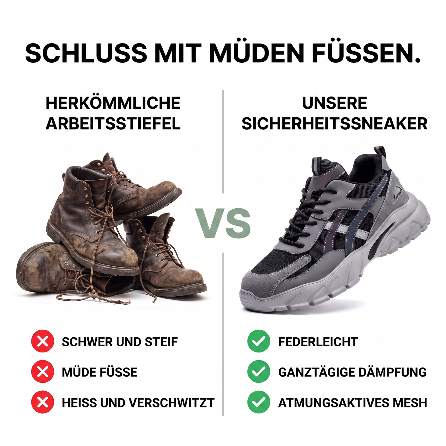 Sicherheitsschuhe Herren - Durchtrittsichere Sohle - Atmungsaktives Mesh