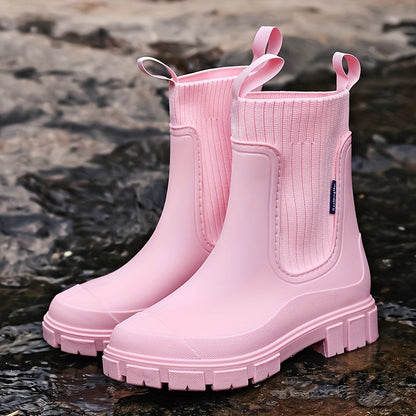 Gummistiefel Damen im Chelsea-Look - Wasserdicht - Rutschfeste Profilsohle