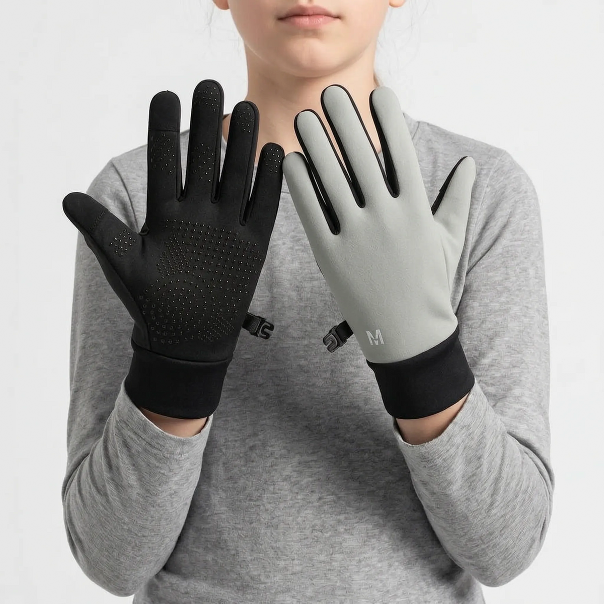 Kinderhandschuhe für den Winter mit Touchscreen-Fingern und Silikonnoppen an der Handfläche – Ansicht 7