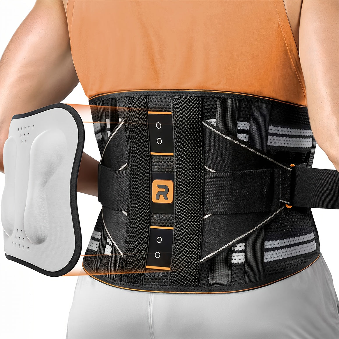 Rückenbandage mit Massage-Pad - Atmungsaktiv & Verstellbar - Inkl. Verlängerungsgurt - Produktbild
