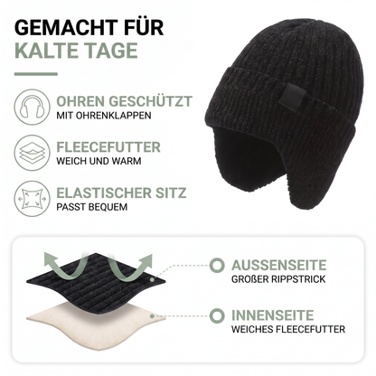 Wintermütze Herren mit Ohrenklappen - Fleecefutter - warm