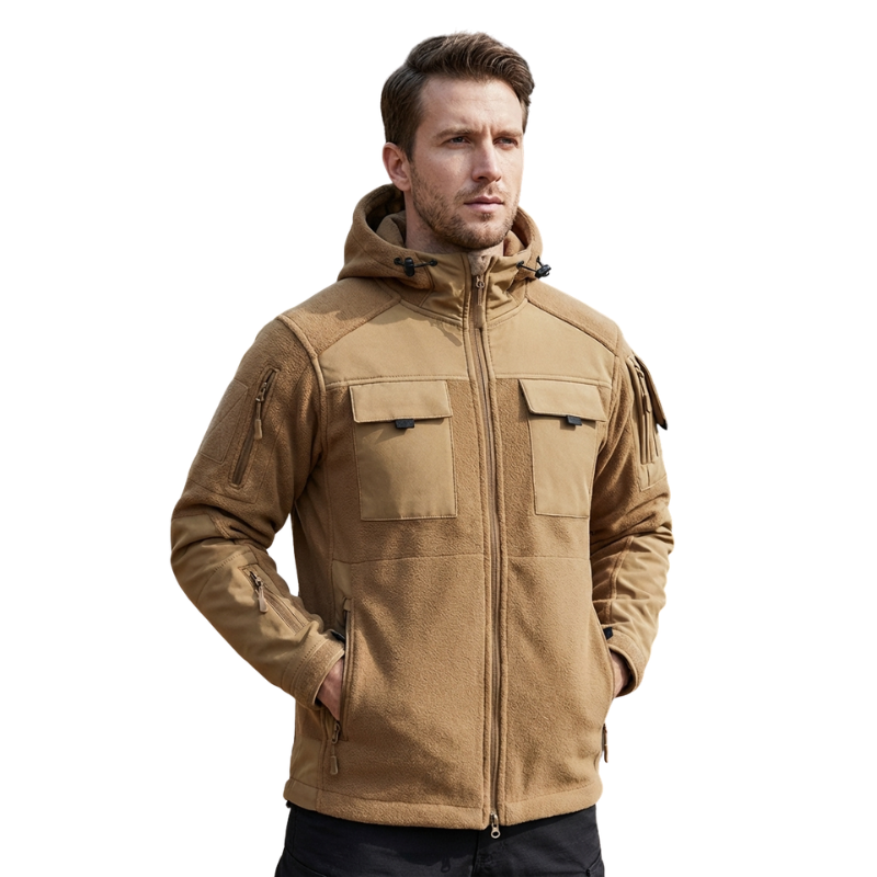 Fleecejacke Herren - Taktisch mit Kapuze - Camouflage & Uni