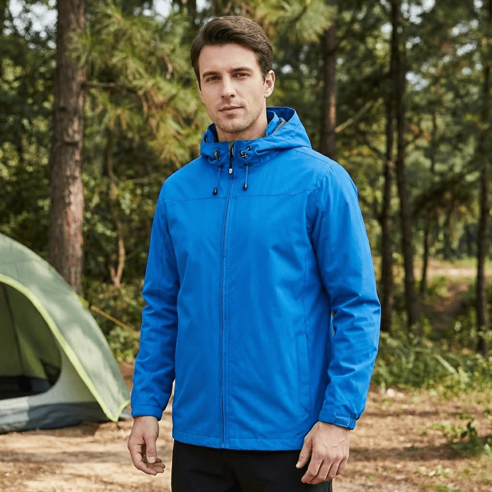 Wasserdichte Regenjacke für Herren und Damen mit verstellbarer Kapuze – Ansicht 4