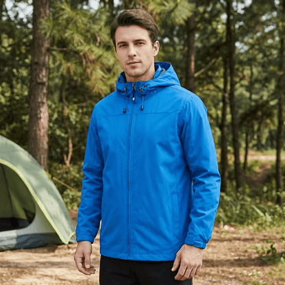 Wasserdichte Regenjacke für Herren und Damen mit verstellbarer Kapuze – Ansicht 4