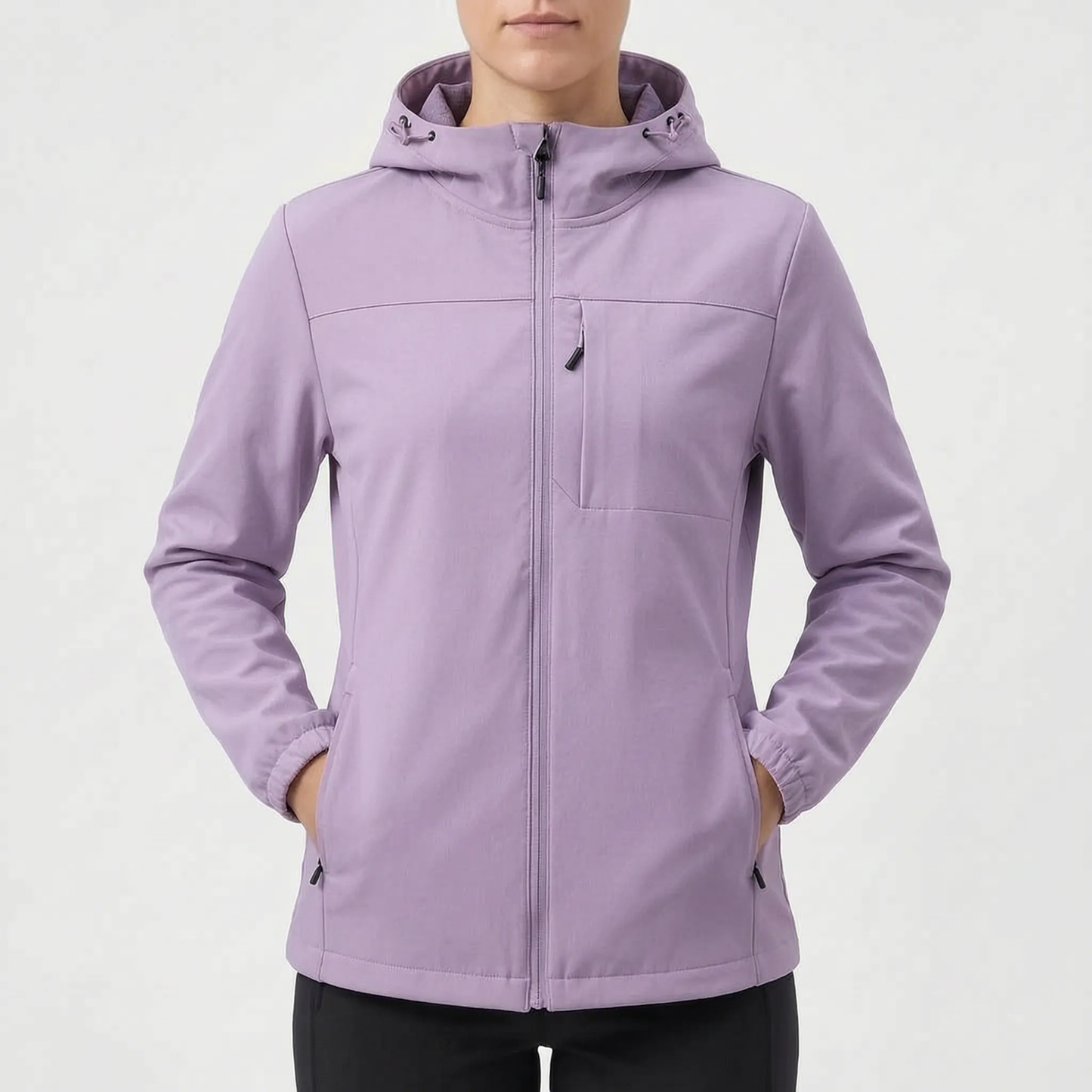 Gefütterte Softshelljacke für Damen in Lila mit Kapuze