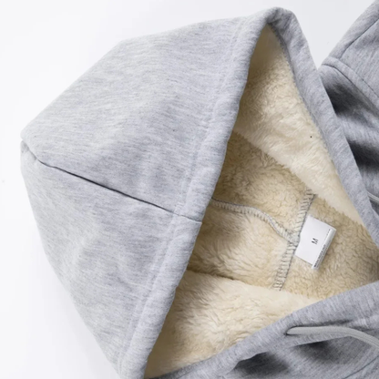 Fleecejacke Herren mit Kapuze sherpa-gefüttert schwarz