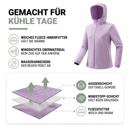 Übergangsjacke Damen Softshell - Fleecefutter - Winddicht