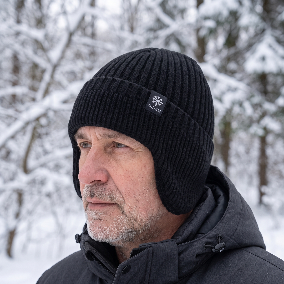 Wintermütze Herren mit Ohrenklappen - Fleecefutter - warm