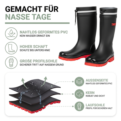 Gummistiefel Herren - hoher Schaft - rutschfeste Profilsohle
