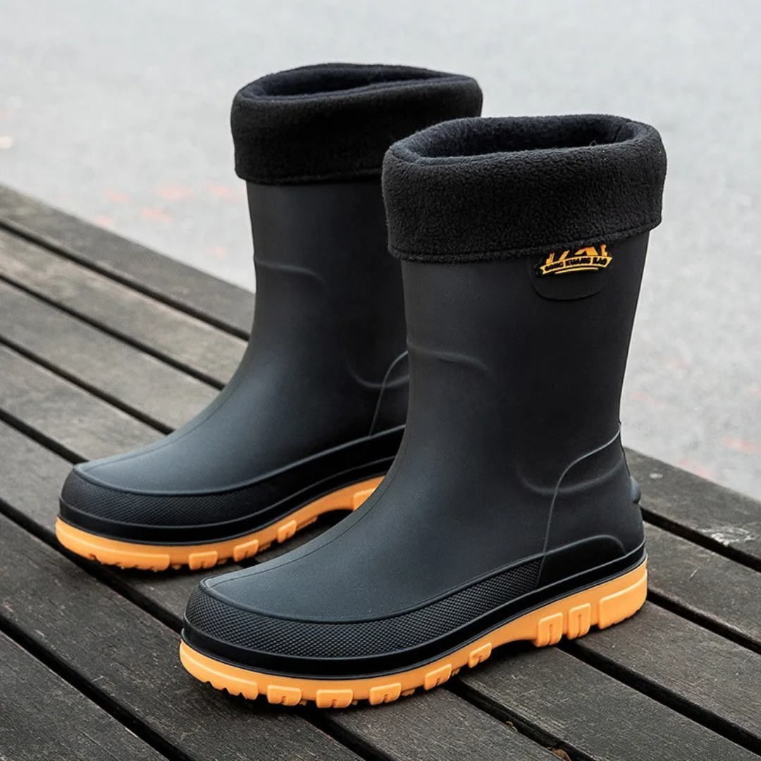 Regenstiefel Herren Wasserdicht & Isoliert Kunstfellfutter