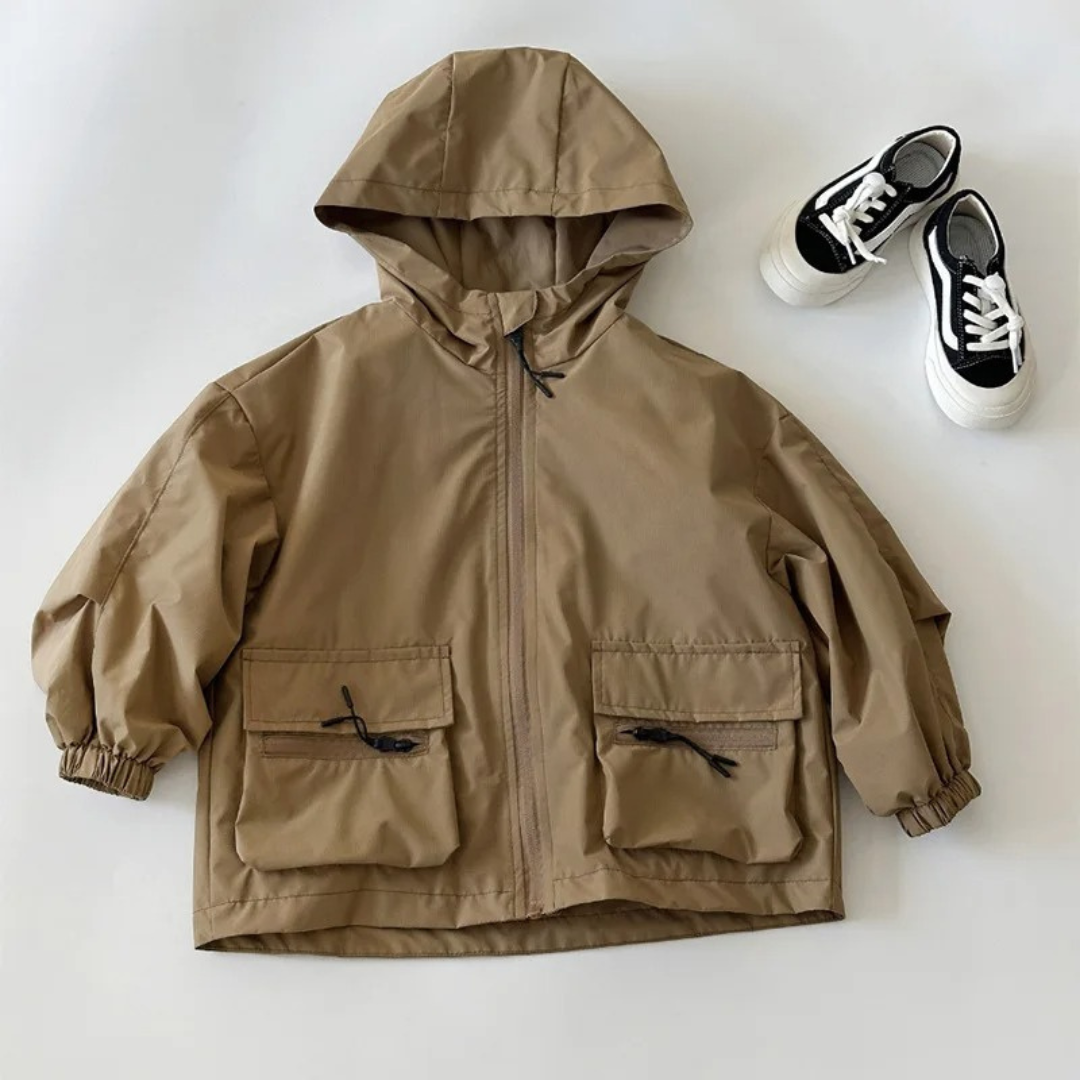Regenjacke Kinder - wasserdicht mit Kapuze - Übergangsjacke Jungen