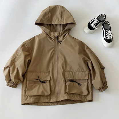 Regenjacke Kinder - wasserdicht mit Kapuze - Übergangsjacke Jungen