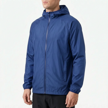 Leichte packbare Windjacke mit Kapuze, unisex, wind- und wasserabweisend – Ansicht 3