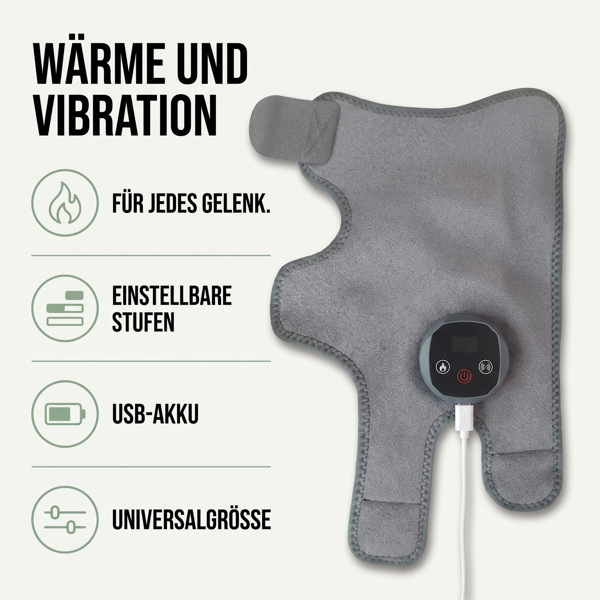 Massagegerät mit Wärme - Wärme & Vibration für Gelenke - Fußgelenk, Knie & Ellenbogen - Hauptvorteile auf einen Blick