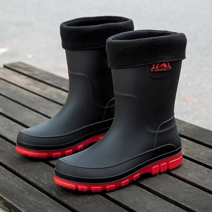 Regenstiefel Herren Wasserdicht & Isoliert Kunstfellfutter