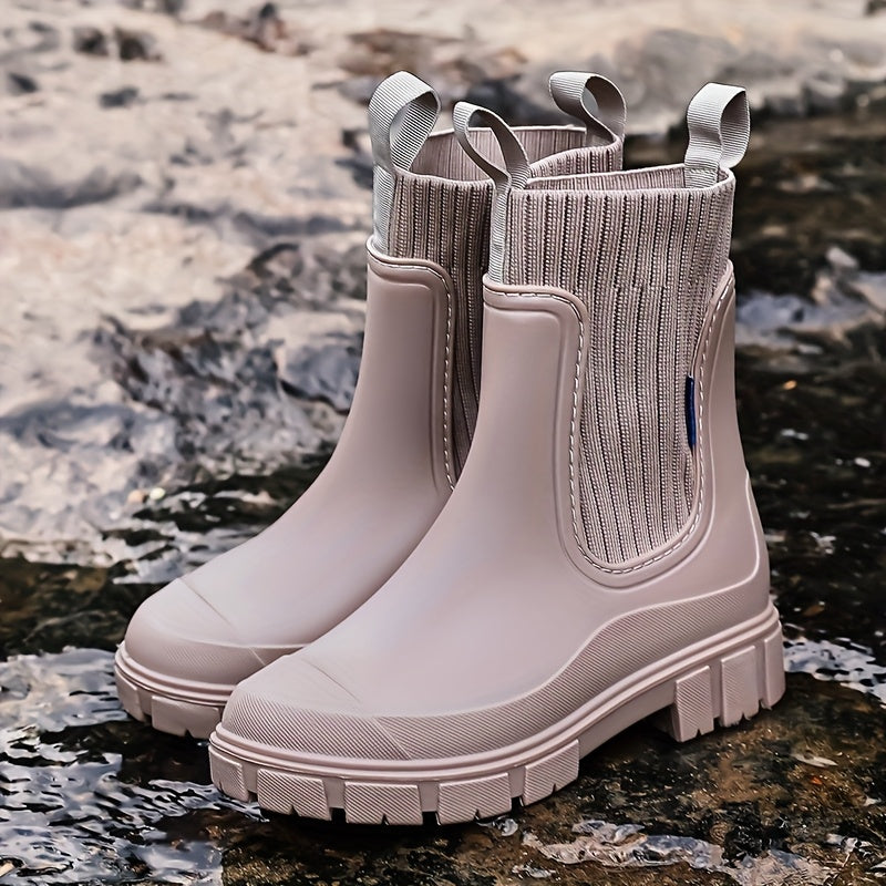 Gummistiefel Damen im Chelsea-Look - Wasserdicht - Rutschfeste Profilsohle