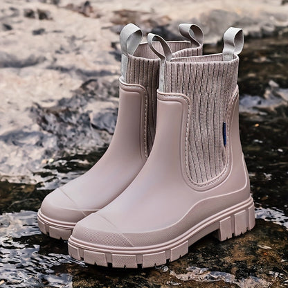 Gummistiefel Damen im Chelsea-Look - Wasserdicht - Rutschfeste Profilsohle