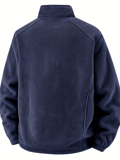 Marineblaue Fleecejacke von hinten