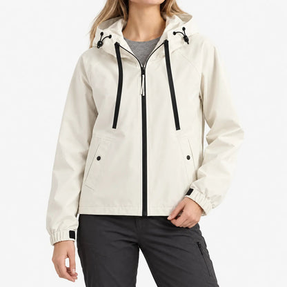 3-in-1 Jacke Damen in Creme mit verstellbarer Kapuze und Kordelzug