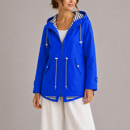 Regenjacke Damen mit Kapuze - Wasserabweisend - Gestreiftes Innenfutter