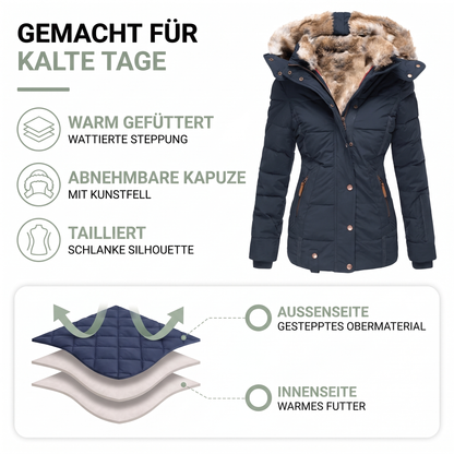Winterjacke Damen - Steppjacke - abnehmbare Kapuze - taillierter Schnitt