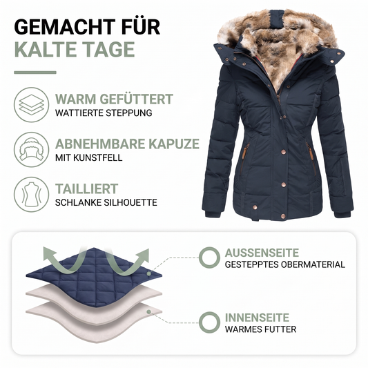 Winterjacke Damen - Steppjacke - abnehmbare Kapuze - taillierter Schnitt