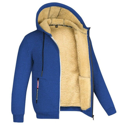 Kapuzenjacke Herren - Strickjacke mit Kapuze - Sherpa-Fleece-Futter