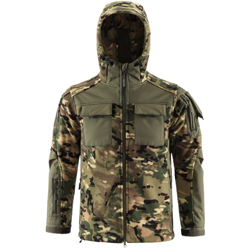 Fleecejacke Herren - Taktisch mit Kapuze - Camouflage & Uni