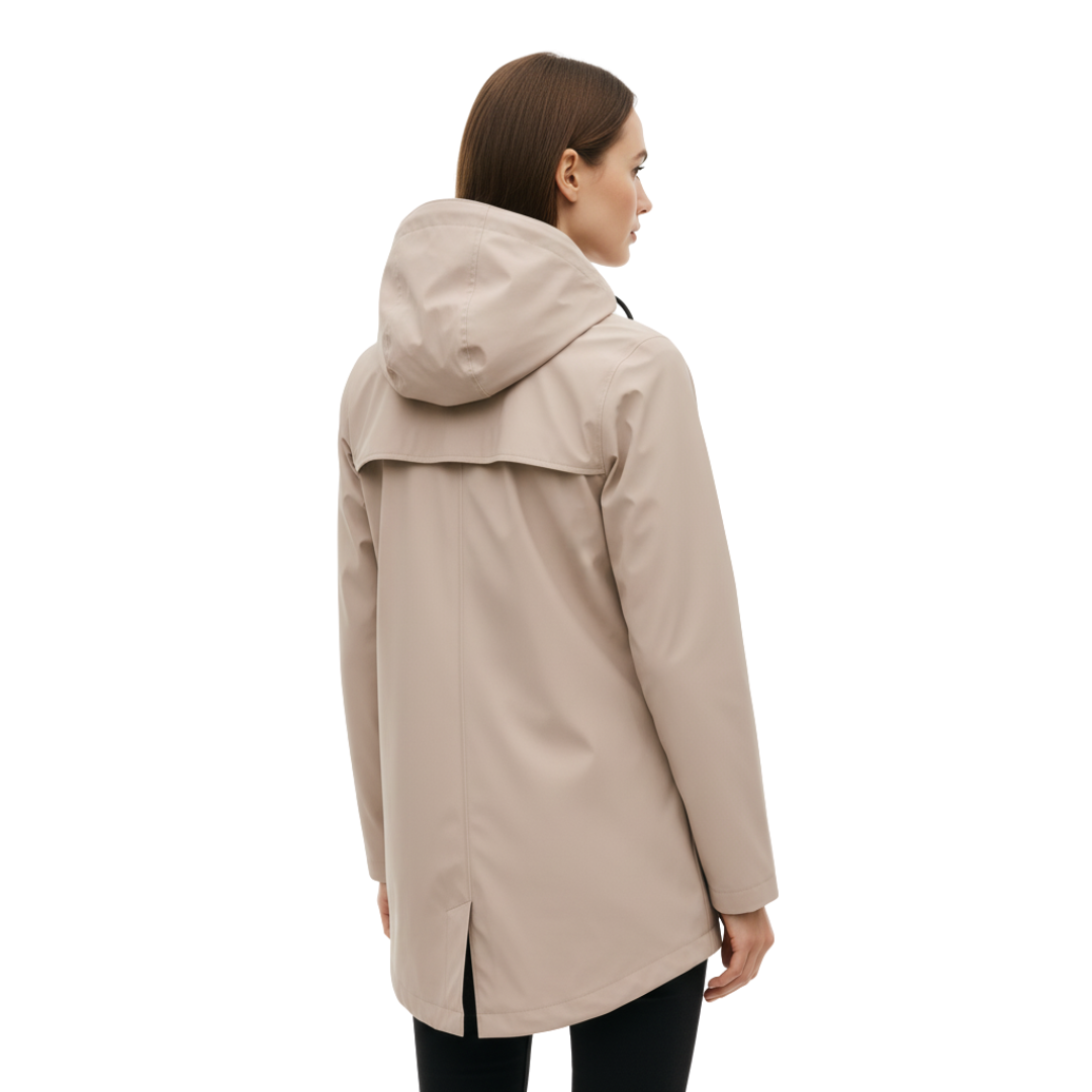 Regenmantel Damen Leicht - Lange Übergangsjacke mit Kapuze