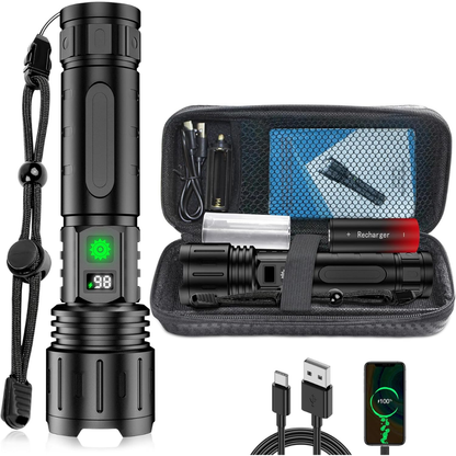 Taschenlampe Extrem Hell - 10.000 Lumen - LED mit Zoom