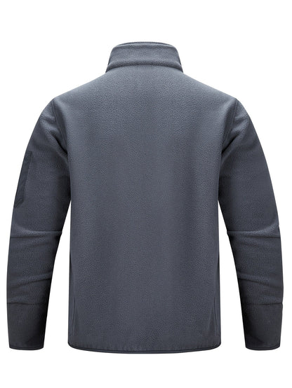 Schiefergraue Fleecejacke von hinten