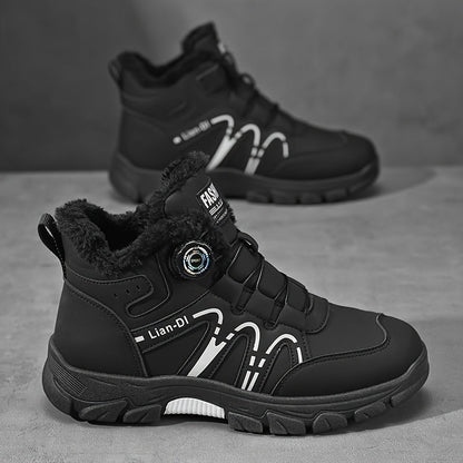 Schwarze Sneaker-Boots Herren, Paar mit Profilsohle