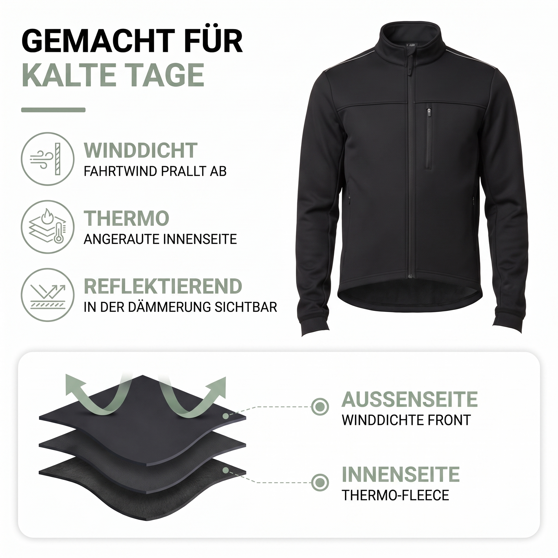 Fahrradjacke Herren Winter - Thermo - winddicht