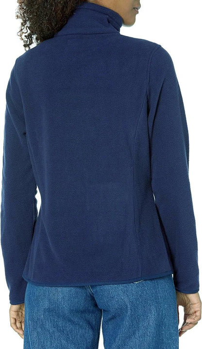 Marineblaue Damen-Fleecejacke von hinten