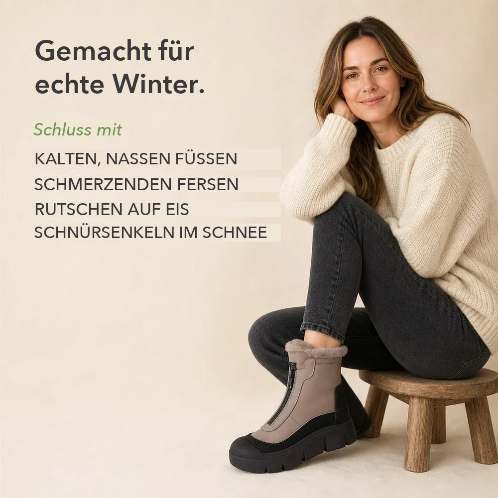 Winterstiefel Damen Gefüttert - Reißverschluss vorne - Profilsohle – 8