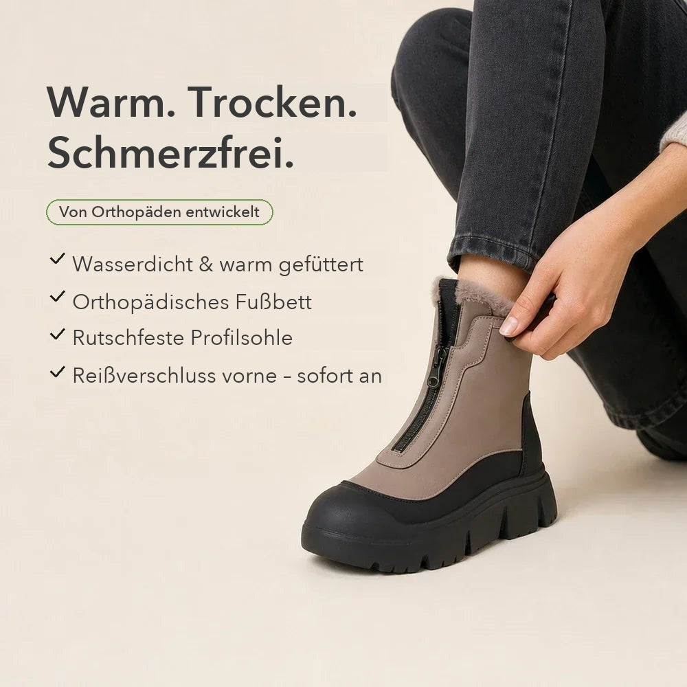 Winterstiefel Damen Gefüttert - Reißverschluss vorne - Profilsohle – 6
