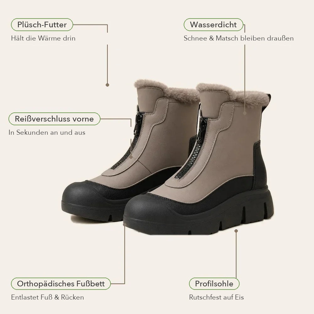 Winterstiefel Damen Gefüttert - Reißverschluss vorne - Profilsohle – 5
