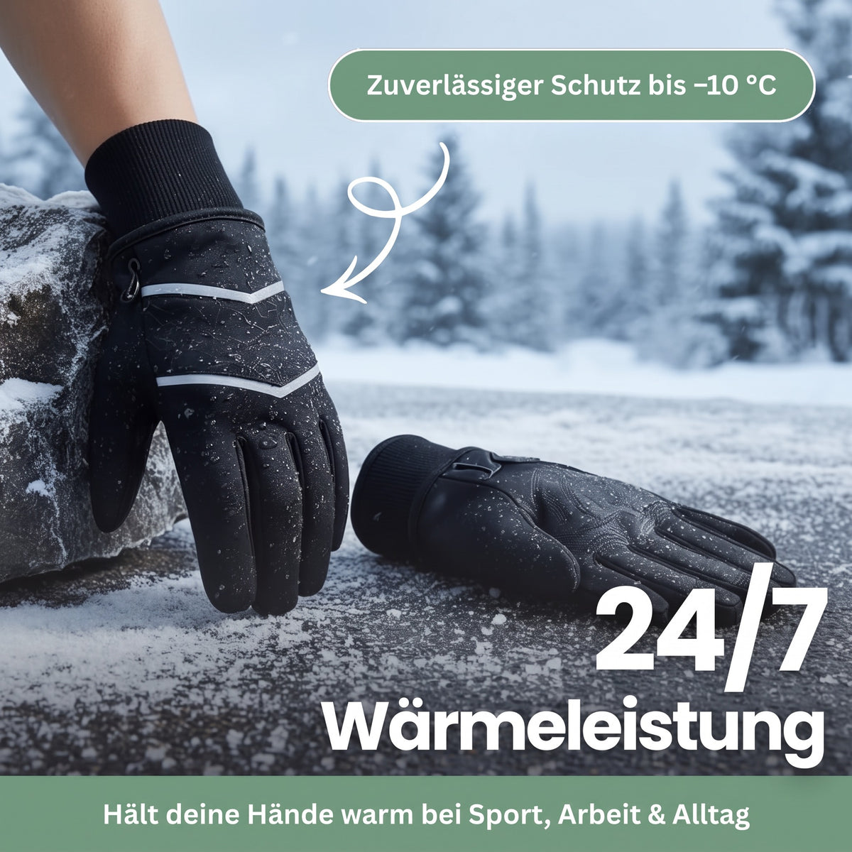Winterhandschuhe auf verschneitem Boden – zuverlässiger Schutz bis −10 °C