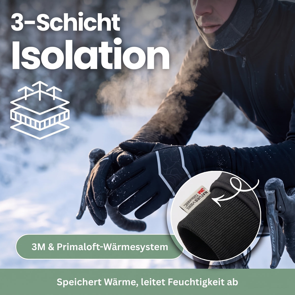 Winterhandschuhe beim Radfahren im Schnee – Isolation und Strickbündchen