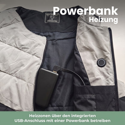 Beheizbare Weste – Powerbank am integrierten USB-Anschluss