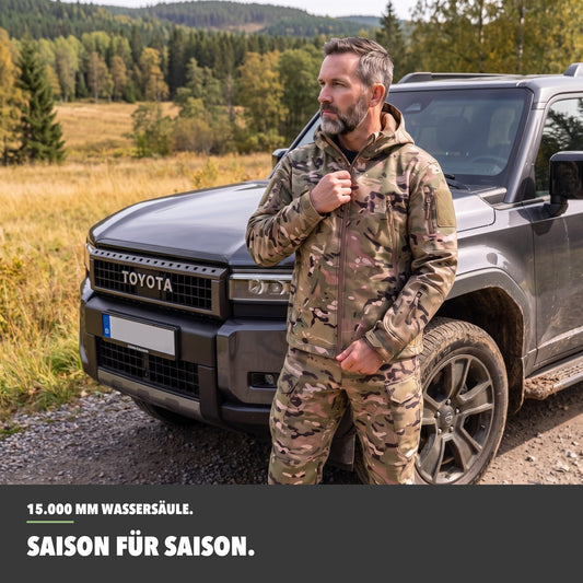 Softshelljacke Herren Camouflage – im Gelände getragen